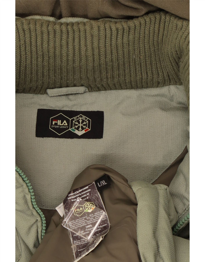 Мужская стеганая куртка с капюшоном Fila UK 40, большая зеленая