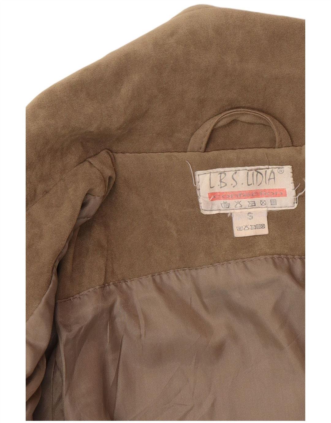 Винтажная женская замшевая куртка оверсайз UK 10, маленькая, бежевая