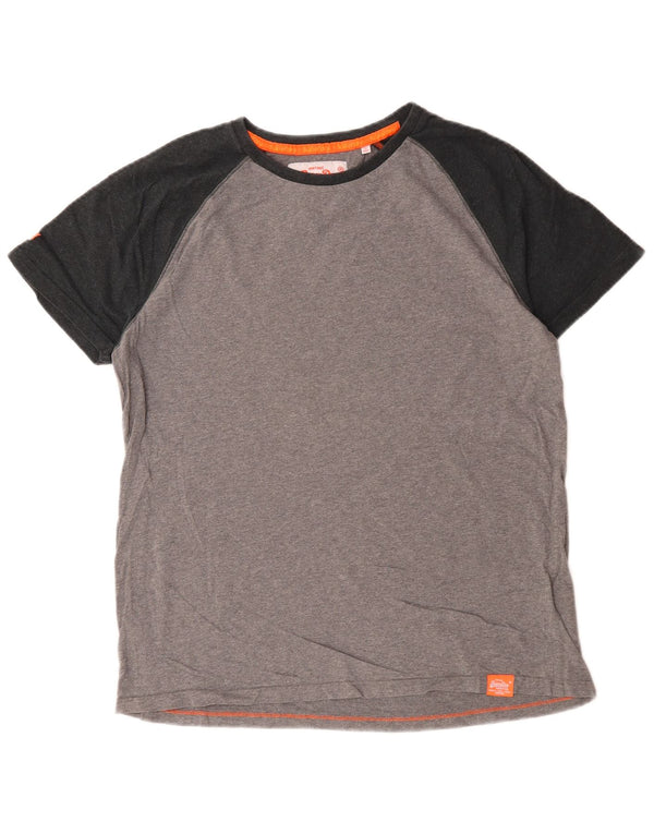 Мужская футболка Superdry Top 2XL Серая, хлопок с цветными блоками