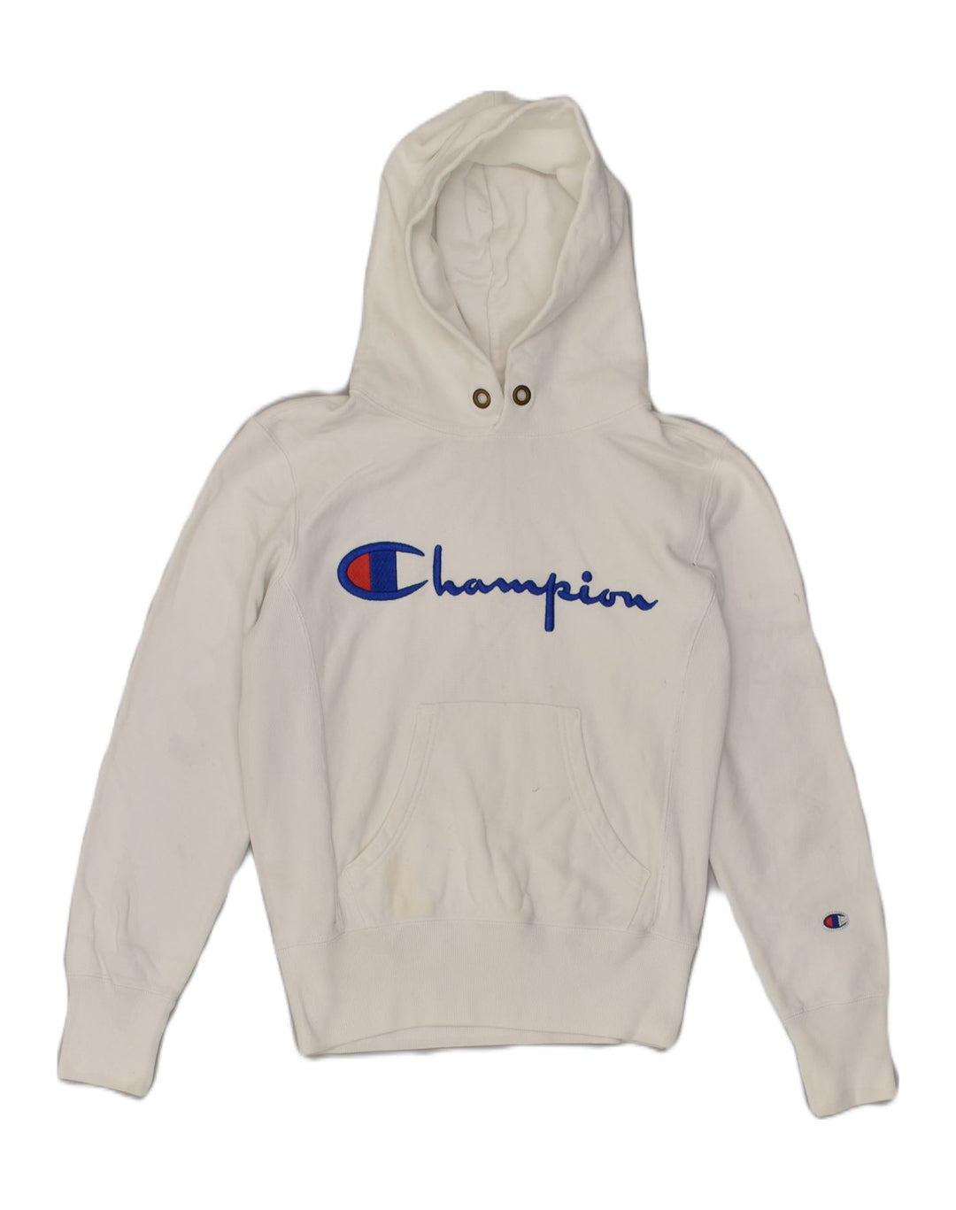 CHAMPION Mens Graphic Hoodie Jumper XS White Cotton | Vintage Champion | Thrift | Second-Hand Champion | Used Clothing | Messina Hembry 