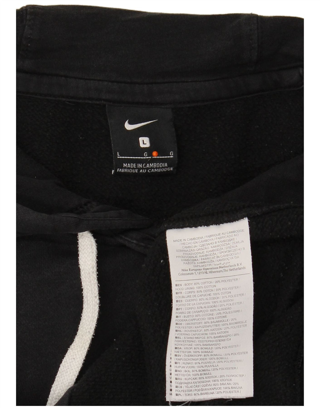 Мужской джемпер с капюшоном NIKE, большой размер, черный хлопок