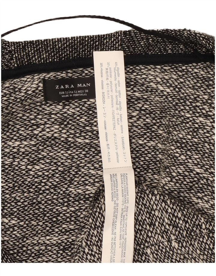 Мужской кардиган Zara, маленький черный хлопковый крапчатый свитер