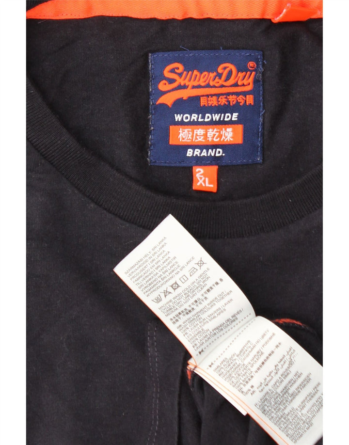 SUPERDRY Мужская футболка Top 2XL Темно-синий хлопок
