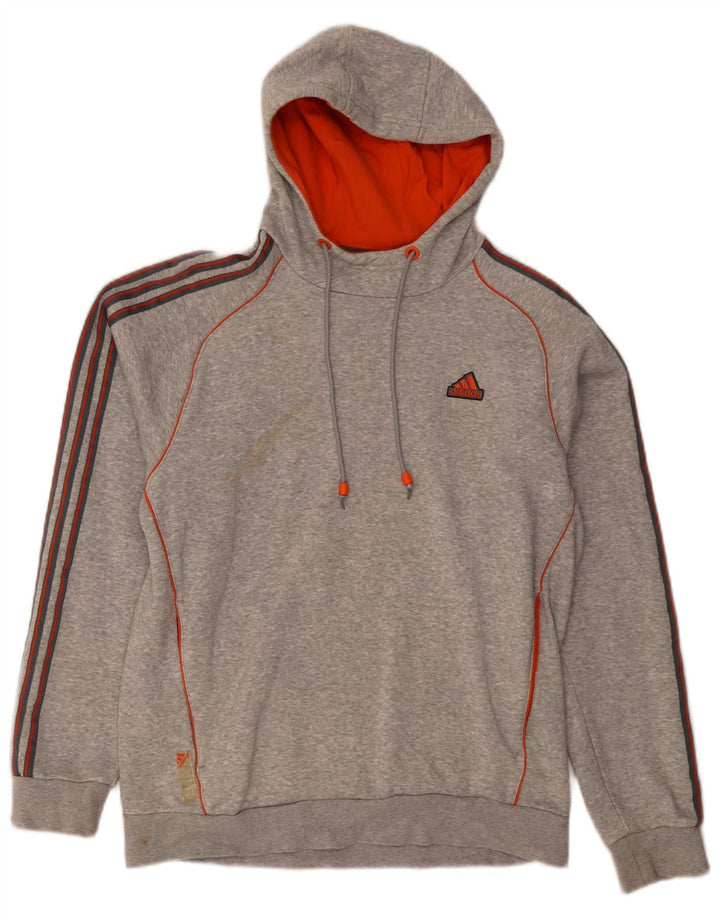 Мужской джемпер с капюшоном Adidas среднего серого цвета, хлопок