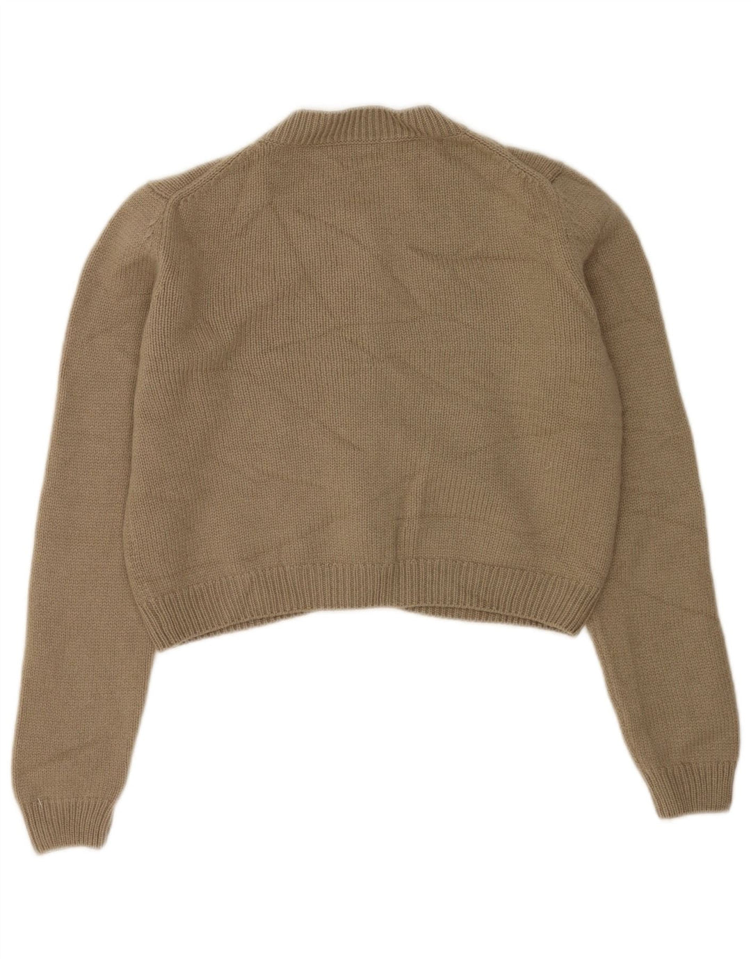 Женский укороченный кардиган Massimo Dutti UK 14, шерсть среднего цвета хаки