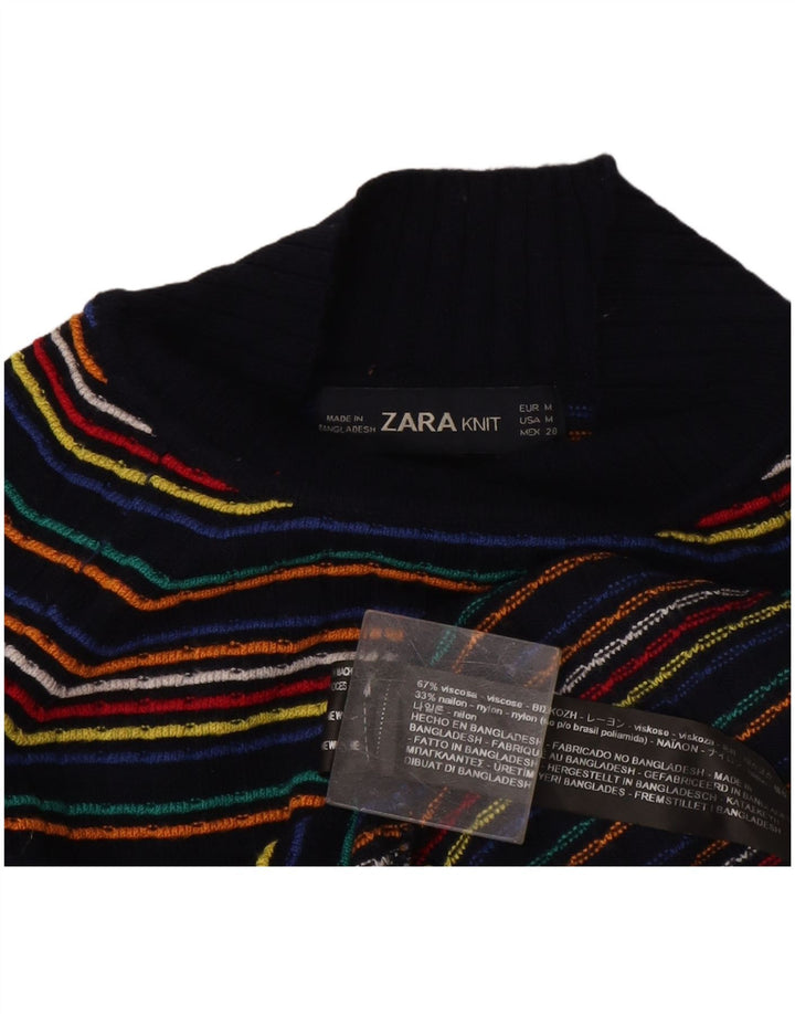 Женский джемпер с высоким воротником Zara UK 12, средний, в разноцветную полоску