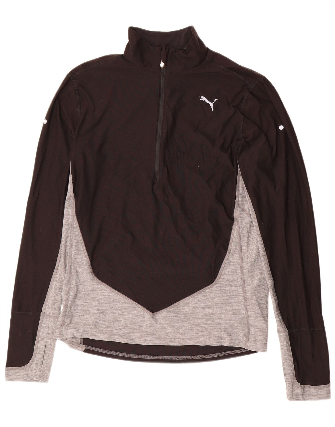 Мужской пуловер с воротником на молнии PUMA, спортивный костюм среднего размера, черный с цветными блоками