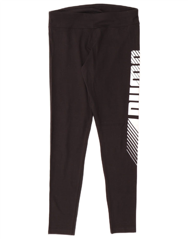 Женские леггинсы с рисунком PUMA UK 12, средний черный хлопок, черный