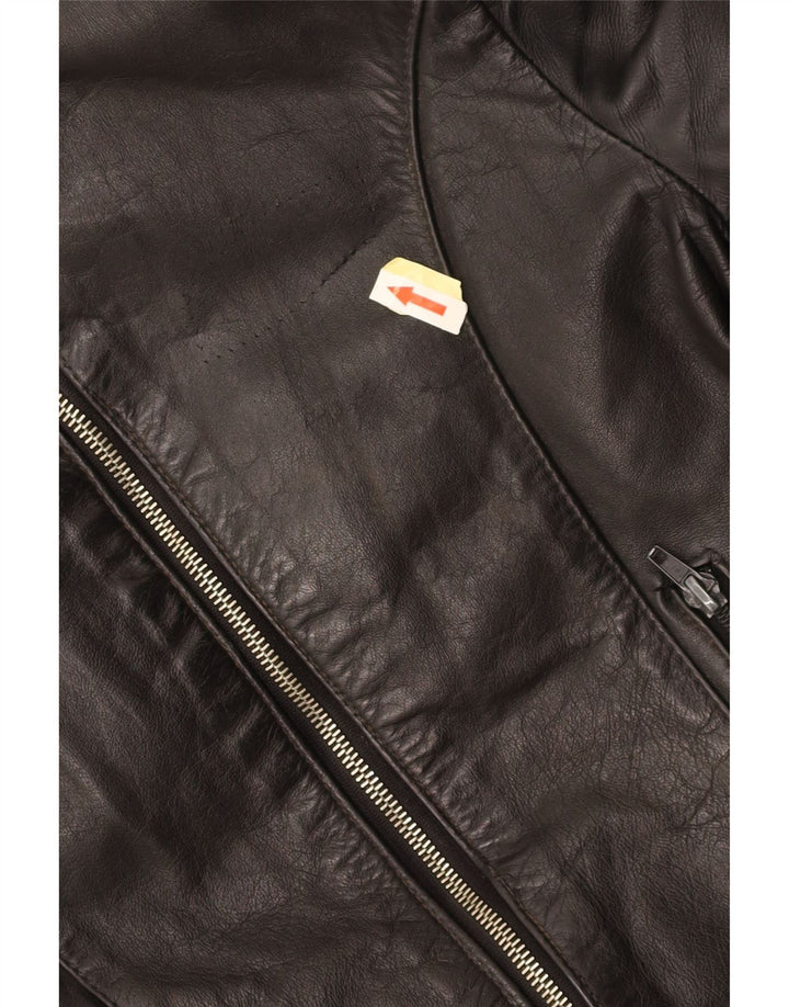 Куртка женская кожаная VINTAGE UK 14, средняя черная