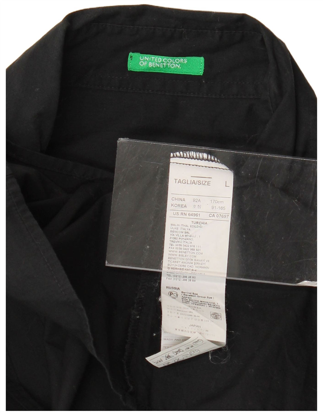 Женская рубашка Benetton UK 16, большая черная, хлопок