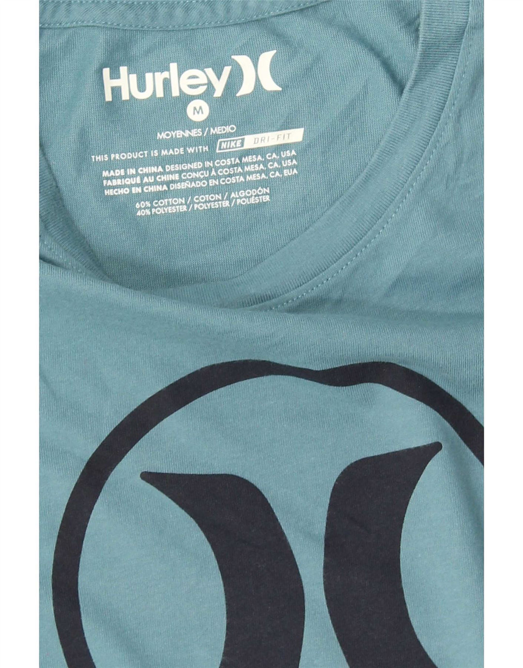 Мужская футболка Hurley Dri Fit с графическим рисунком, хлопковый топ среднего синего цвета