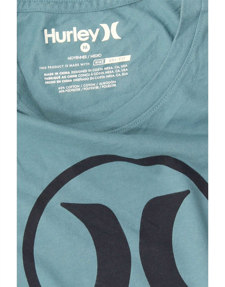 Мужская футболка Hurley Dri Fit с графическим рисунком, хлопковый топ среднего синего цвета