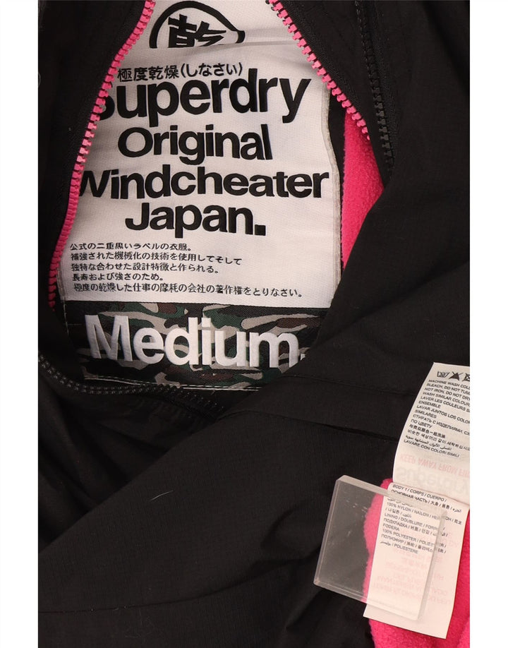 Женская ветровка с капюшоном Superdry UK 14, средний черный нейлон