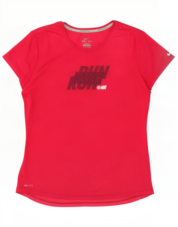 Женская футболка с рисунком Nike Dri Fit Top UK 12, средний розовый полиэстер