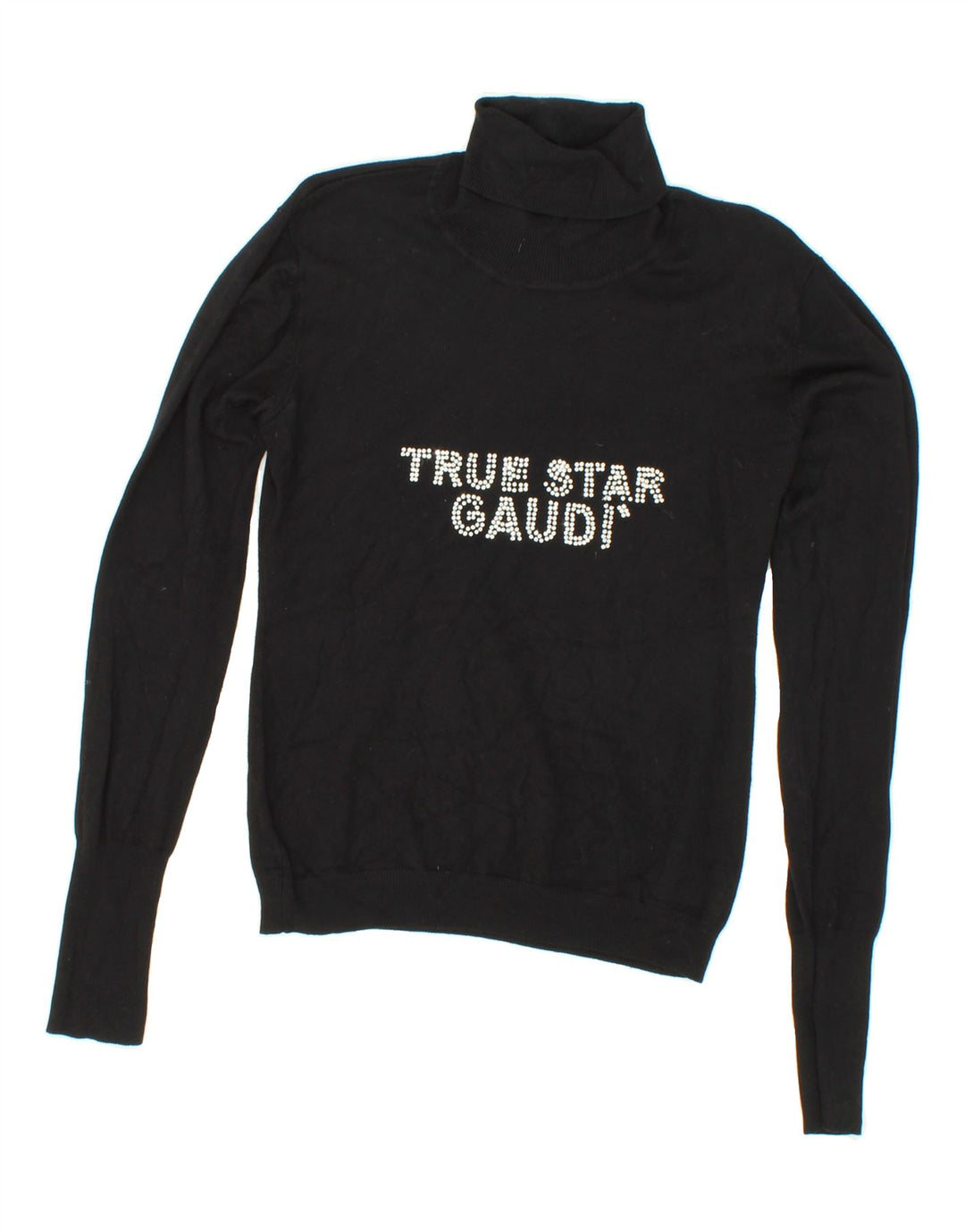 GAUDI Womens Graphic Roll Neck Jumper Sweater UK 10 Small Black Vintage Gaudi and Second-Hand Gaudi from Messina Hembry 