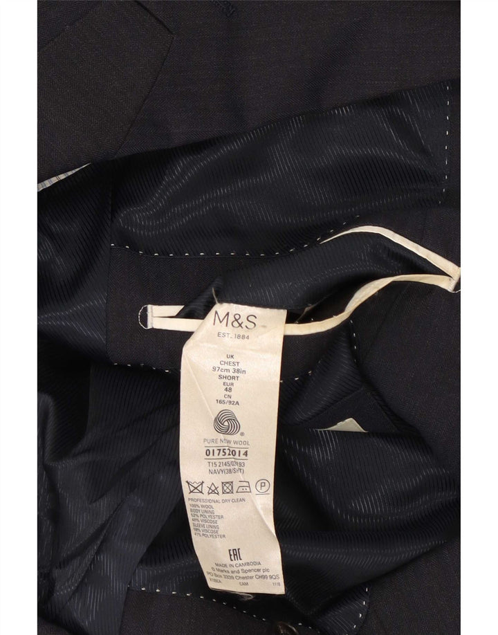Мужской пиджак на двух пуговицах Marks & Spencer UK 38, средний темно-синий, шерстяной