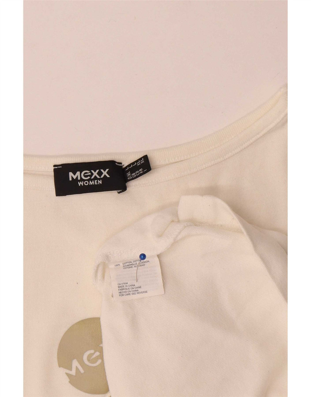 Женский топ с рисунком Mexx, рукав 3/4, Великобритания, 16, большой белый хлопок