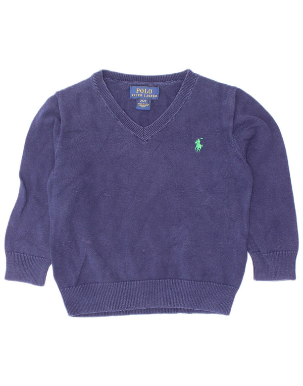 Джемпер с v-образным вырезом Polo Ralph Lauren для маленьких мальчиков 18–24 месяцев, темно-синий