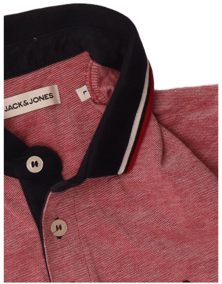 Мужская рубашка-поло Jack & Jones, большая красная хлопковая рубашка с цветными блоками