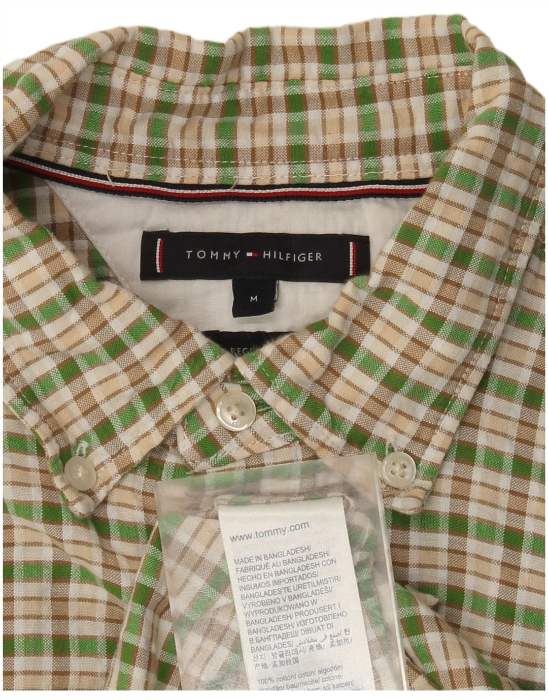 Мужская фланелевая рубашка Tommy Hilfiger в зеленую клетку, хлопок