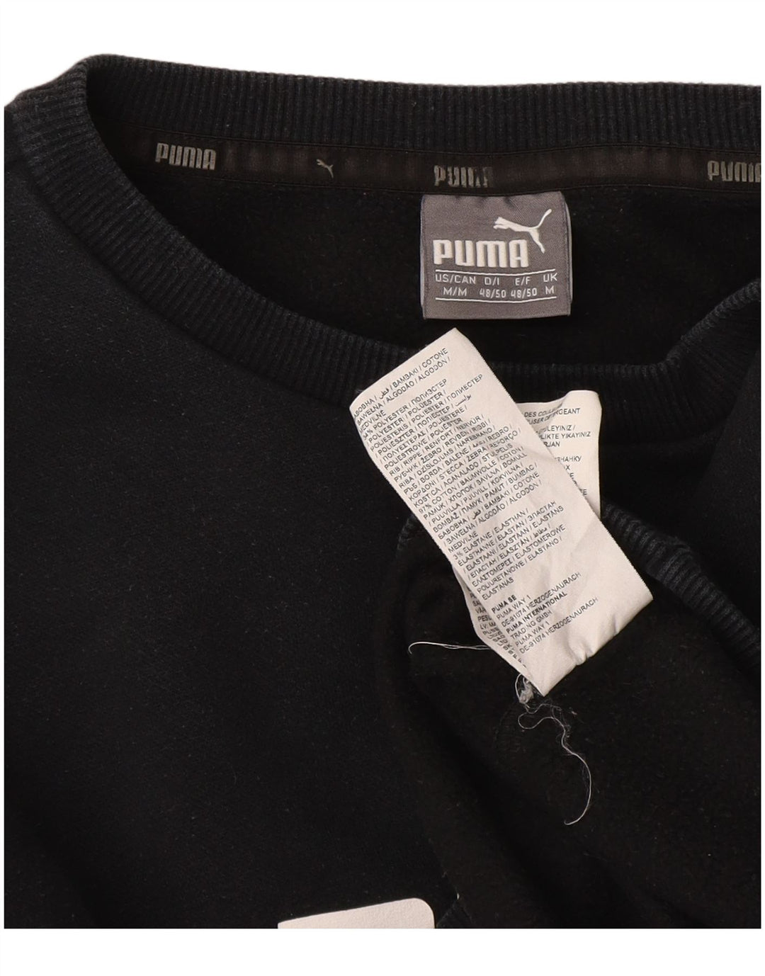 Мужской свитшот с рисунком Puma, хлопковый джемпер среднего размера, черный