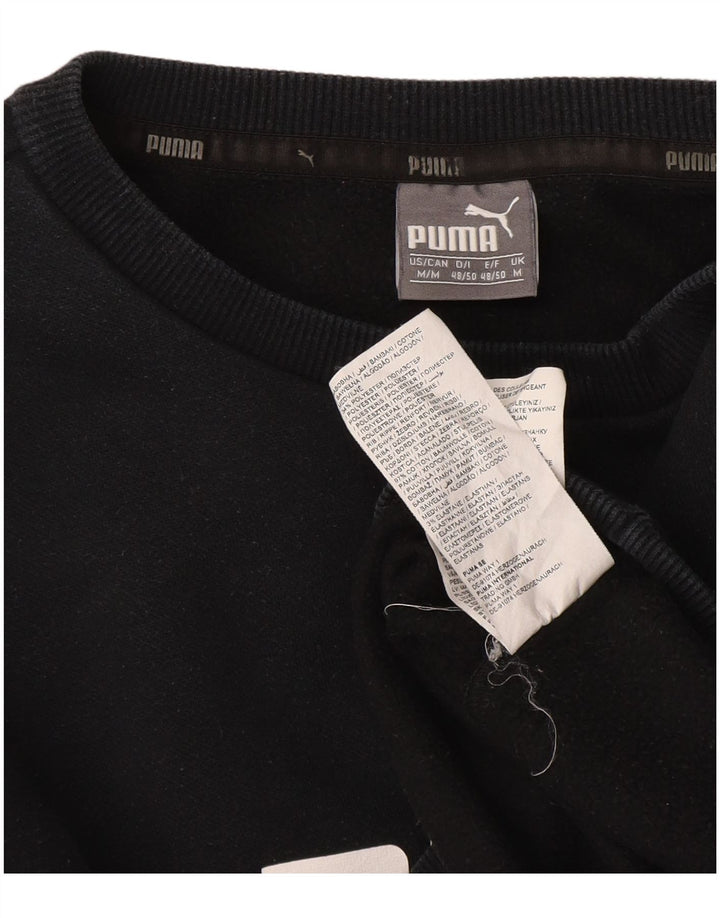 Мужской свитшот с рисунком Puma, хлопковый джемпер среднего размера, черный