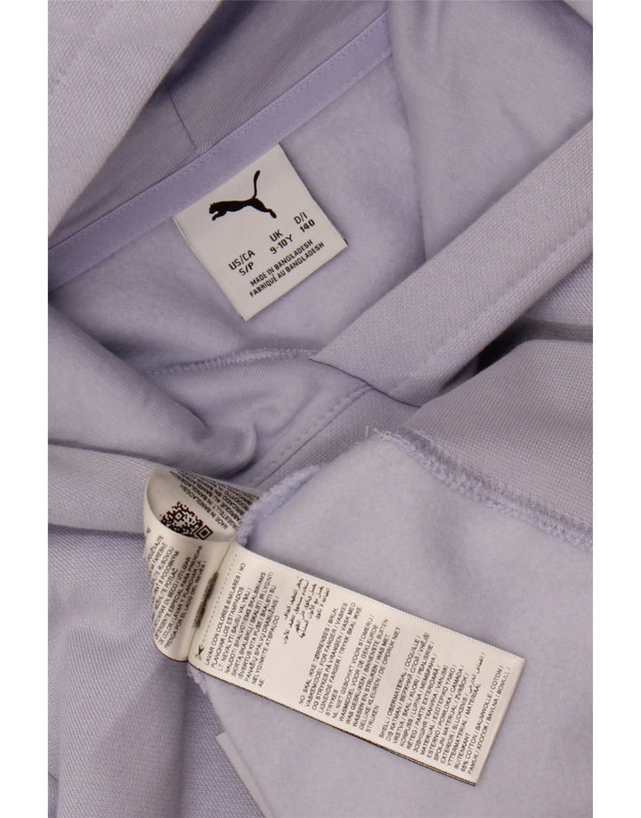 Джемпер с капюшоном PUMA для девочек с рисунком, 9–10 лет, фиолетовый, хлопок