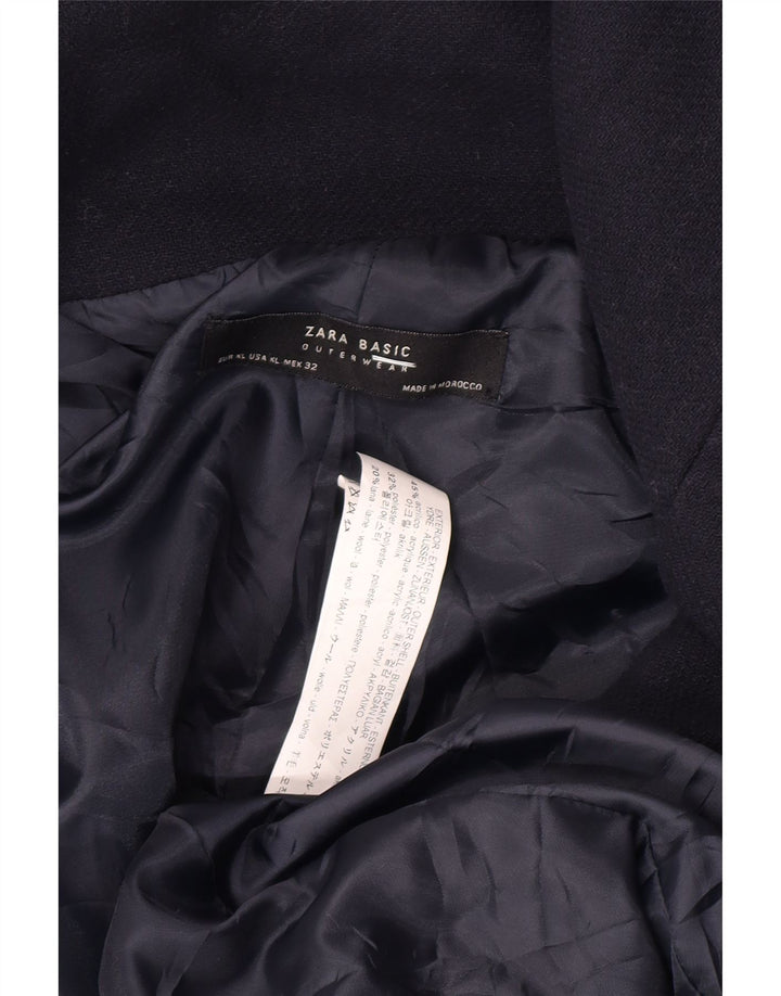 Женское пальто Zara UK 18 XL темно-синее акрил