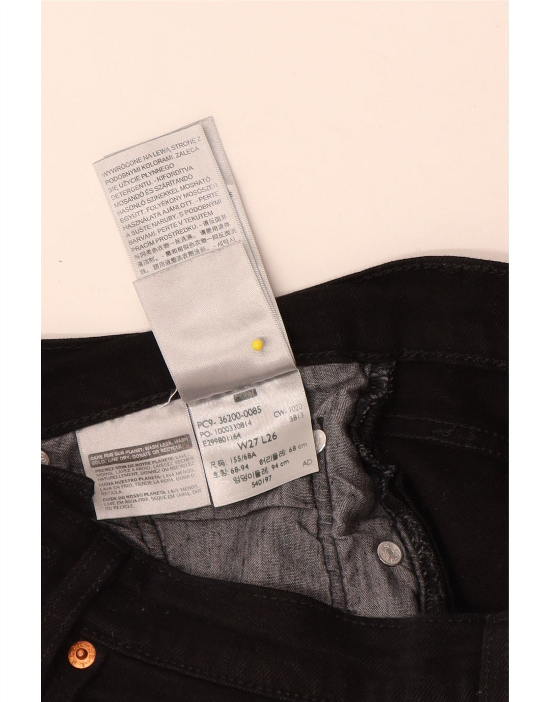 Женские прямые джинсы Levi's 501 W27 L26, черный хлопок