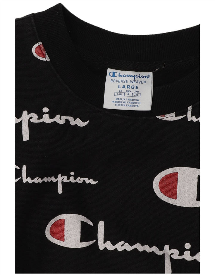 Мужской свитшот с рисунком Champion, большой черный хлопковый джемпер