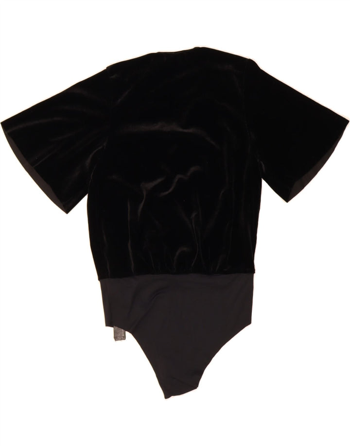 ZARA Womens Velvet Bodysuit UK 12 Medium Black Polyamide Vintage Zara and Second-Hand Zara from Messina Hembry 