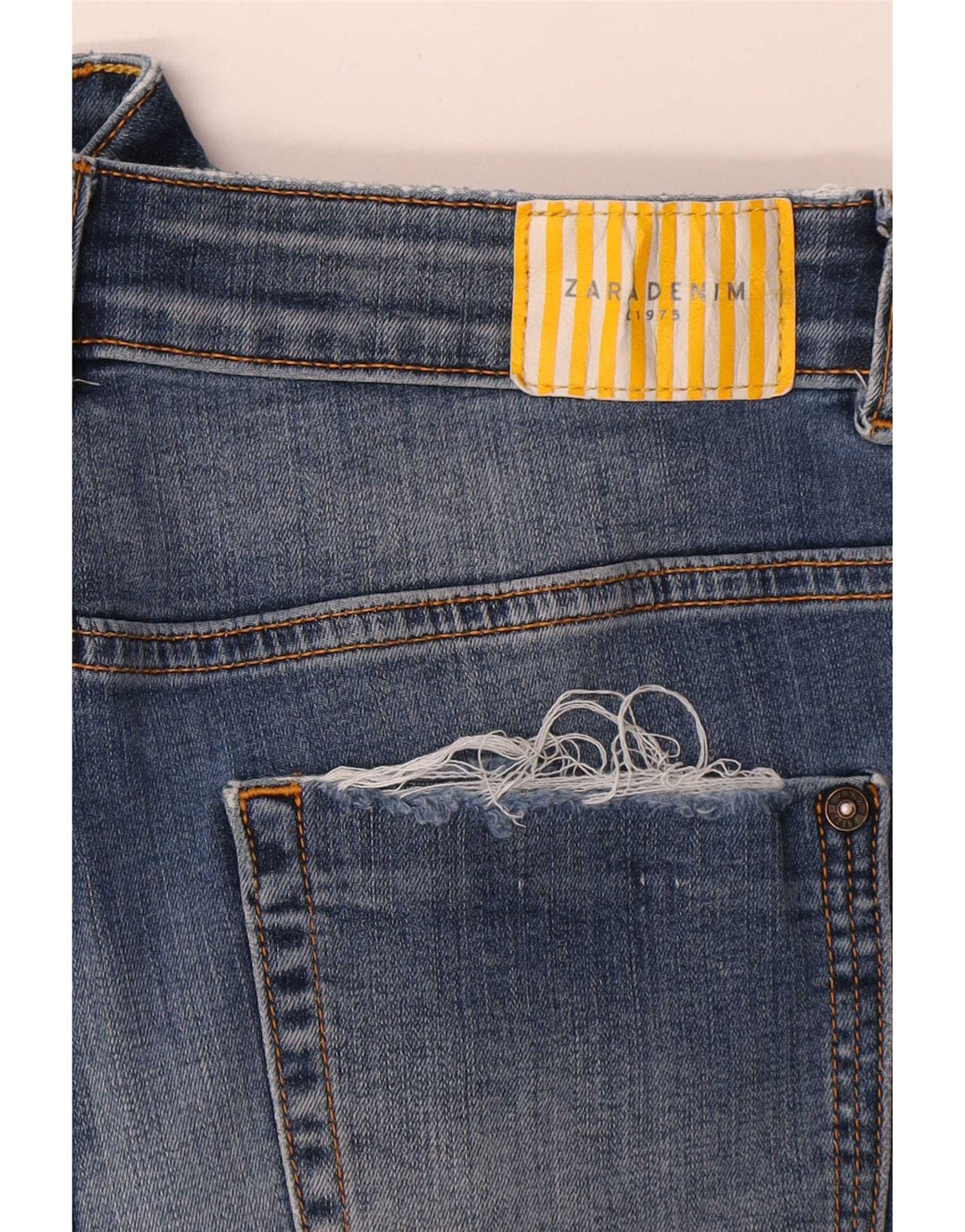Женские потертые джинсы скинни Zara W28 L27 синие