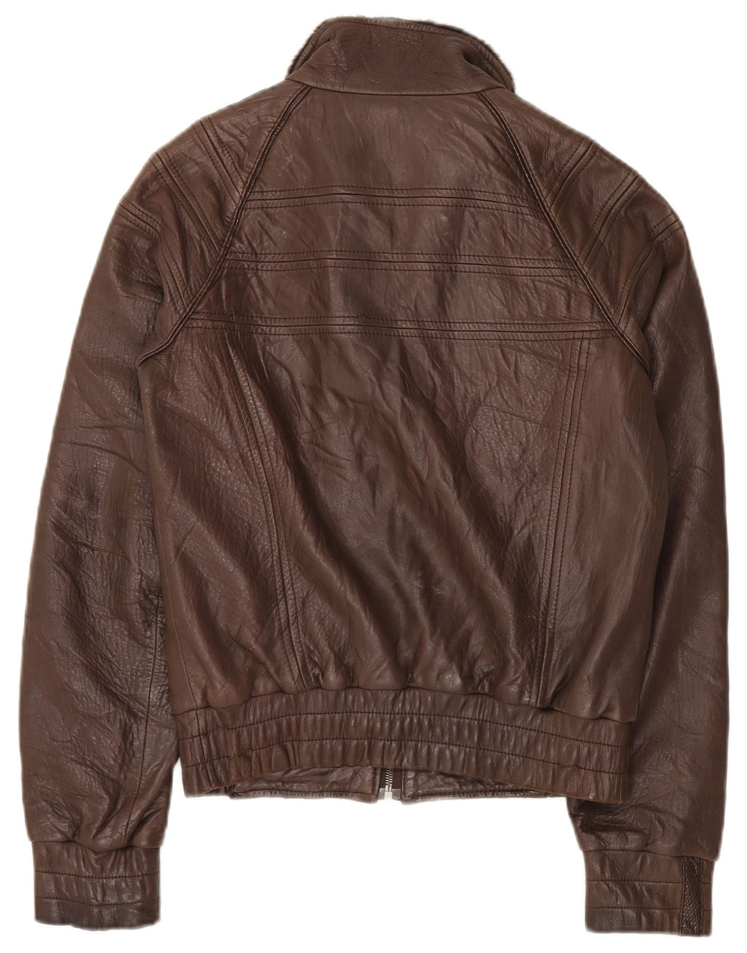 ВИНТАЖНАЯ Женская Кожаная Куртка UK 14 Средне-Коричневая Кожа Argyle/Diamond