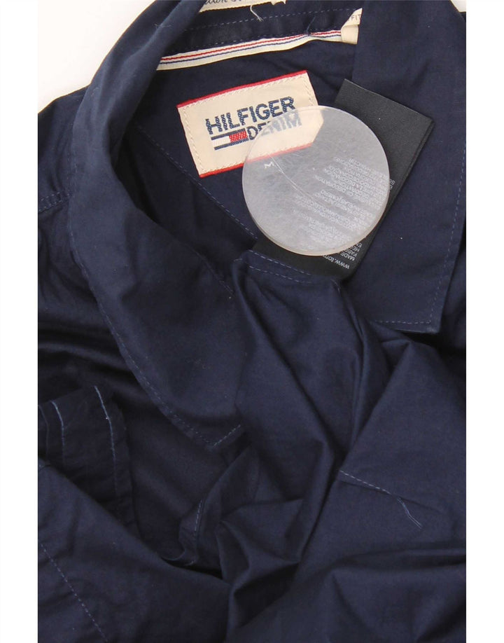Мужская рубашка с коротким рукавом Tommy Hilfiger, средний темно-синий хлопок