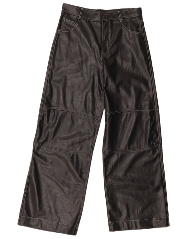 Женские широкие брюки из искусственной кожи Zara Medium W30 L31, черные