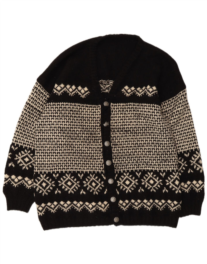 Винтажный мужской кардиган-свитер XL, черный Fair Isle