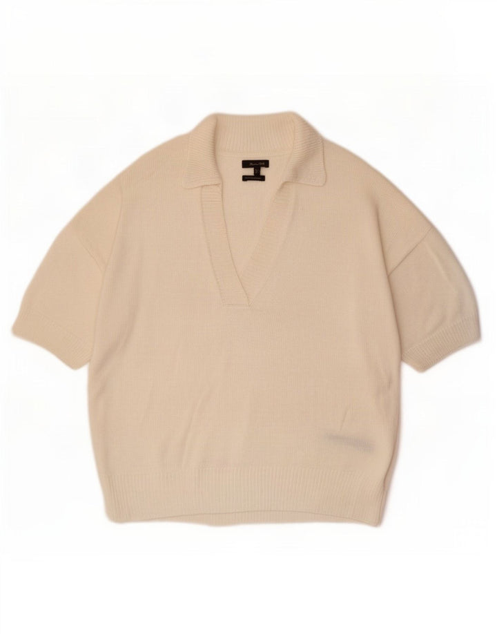 Женский свитер с воротником поло Massimo Dutti UK 16, большой белый