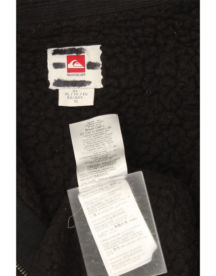 QUIKSILVER Мужской свитер с капюшоном на молнии с графическим рисунком XL, черный, хлопок