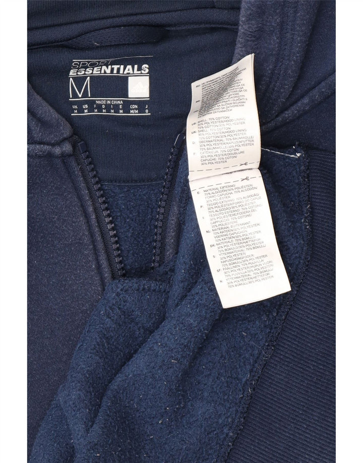 ADIDAS Мужской свитер с капюшоном на молнии, средний темно-синий, хлопок