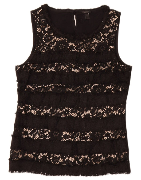 Женская блузка без рукавов J. CREW, топ UK 10, маленькая черная вискоза с цветочным принтом