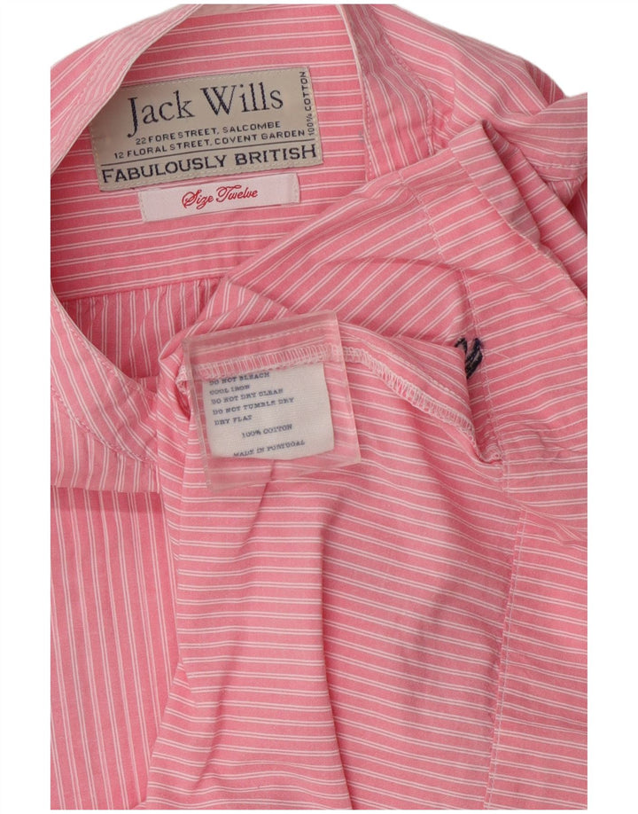 Женская пуловерная рубашка с коротким рукавом Jack Wills UK 12, средний розовый в полоску