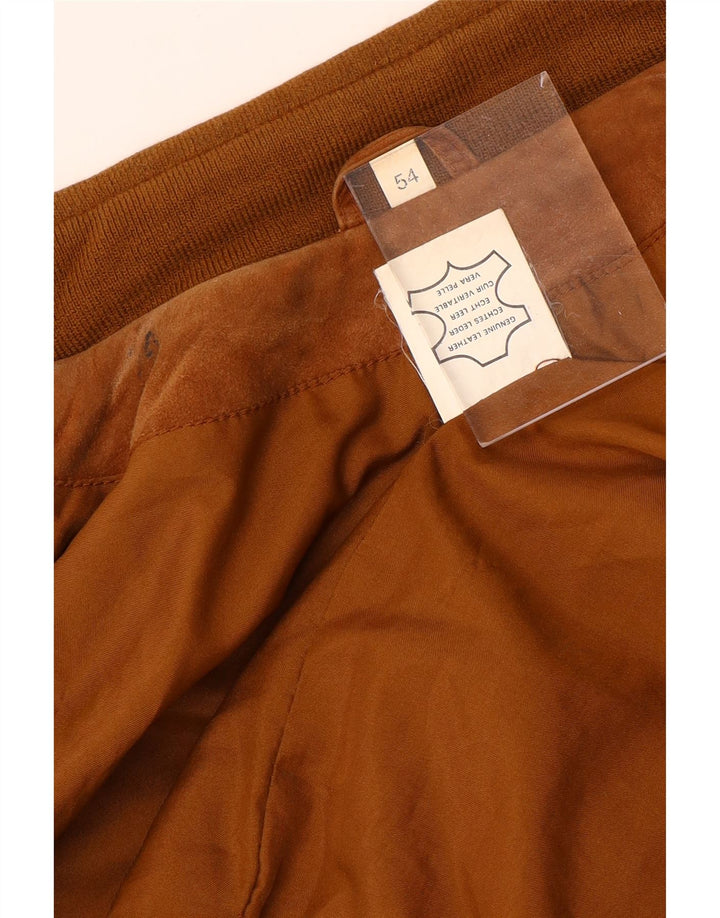 Мужской замшевый бомбер VINTAGE IT 54 2XL Бежевый кожаный