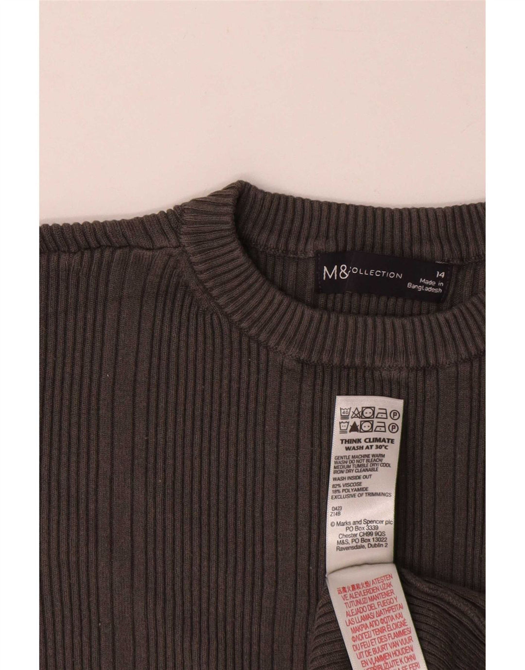 Женский топ с длинным рукавом Marks & Spencer UK 14, вискоза среднего серого цвета