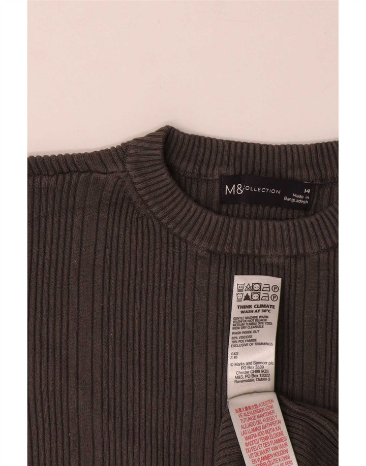 Женский топ с длинным рукавом Marks & Spencer UK 14, вискоза среднего серого цвета