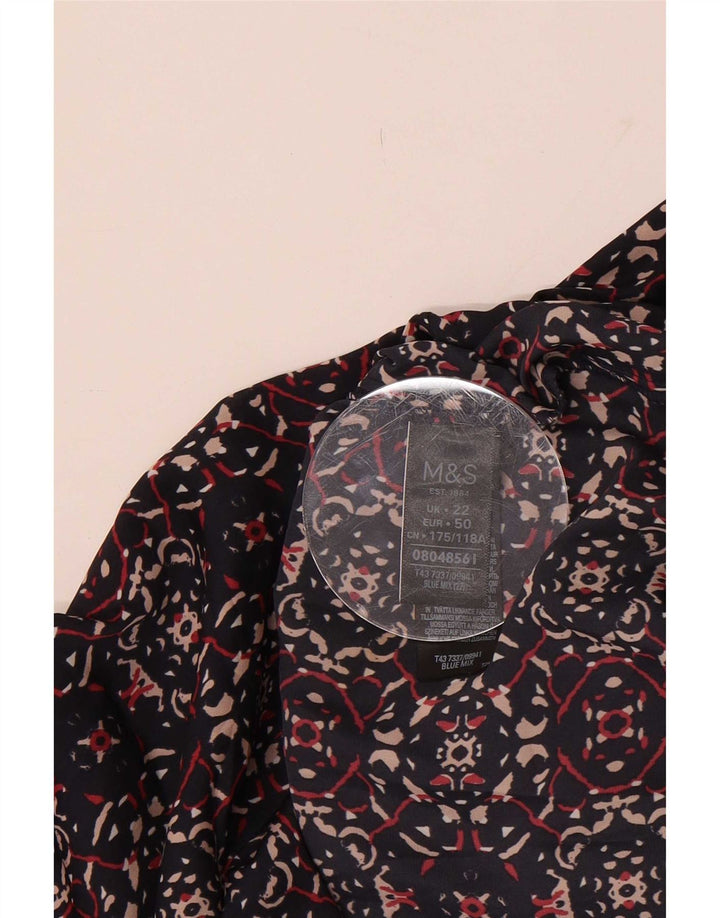 Женская блузка с абстрактным узором Marks & Spencer UK 22 3XL Темно-синий