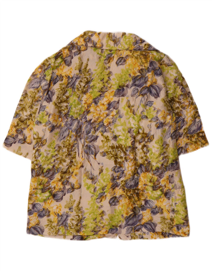 ВИНТАЖНЫЙ женский пиджак на 4 пуговицах, Великобритания, 16, большой разноцветный цветочный принт