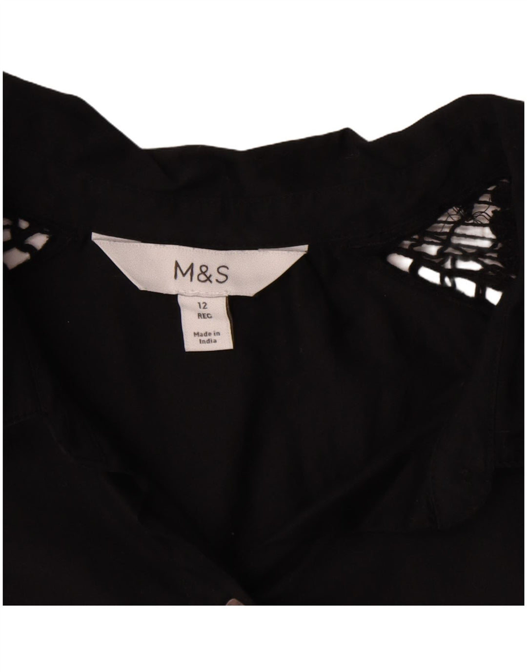 Женская блузка-рубашка Marks & Spencer UK 12, средний черный хлопок
