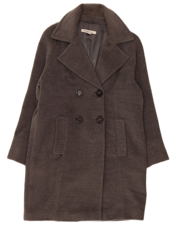 Женское двубортное пальто Marella UK 14, большая серая шерсть