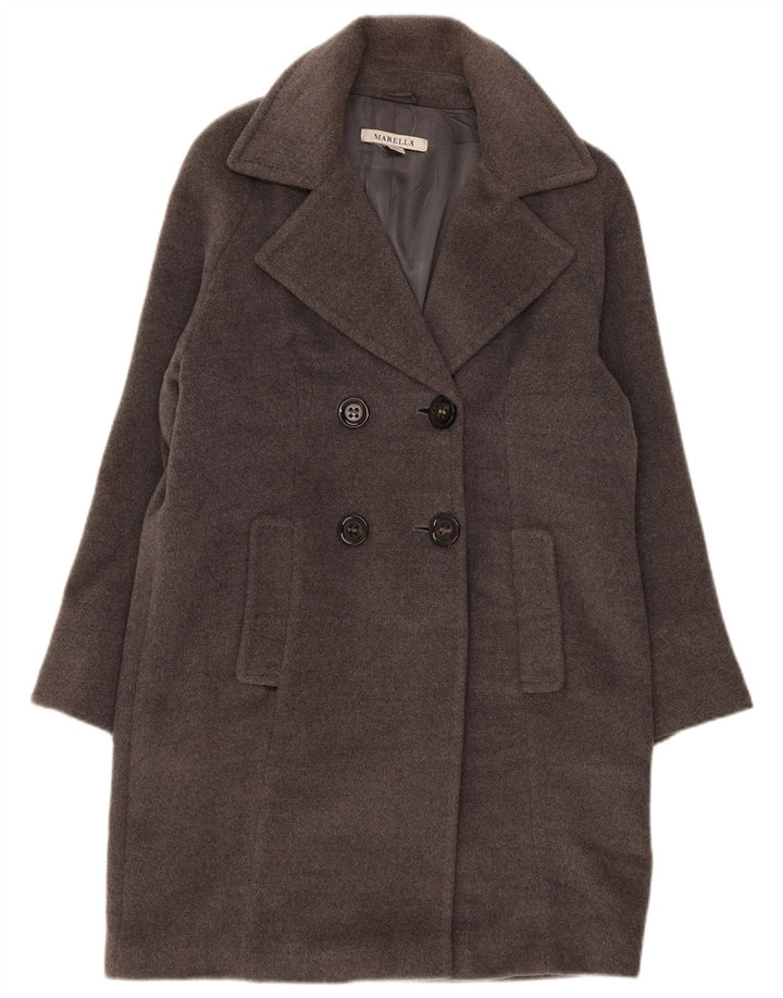Женское двубортное пальто Marella UK 14, большая серая шерсть