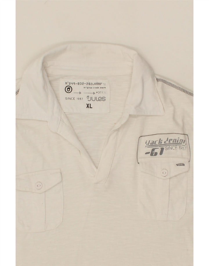JULES Mens Polo Shirt XL White Cotton Vintage Jules and Second-Hand Jules from Messina Hembry 